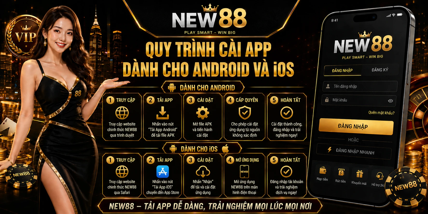 Quy trình cài app dành cho Android và iOS 