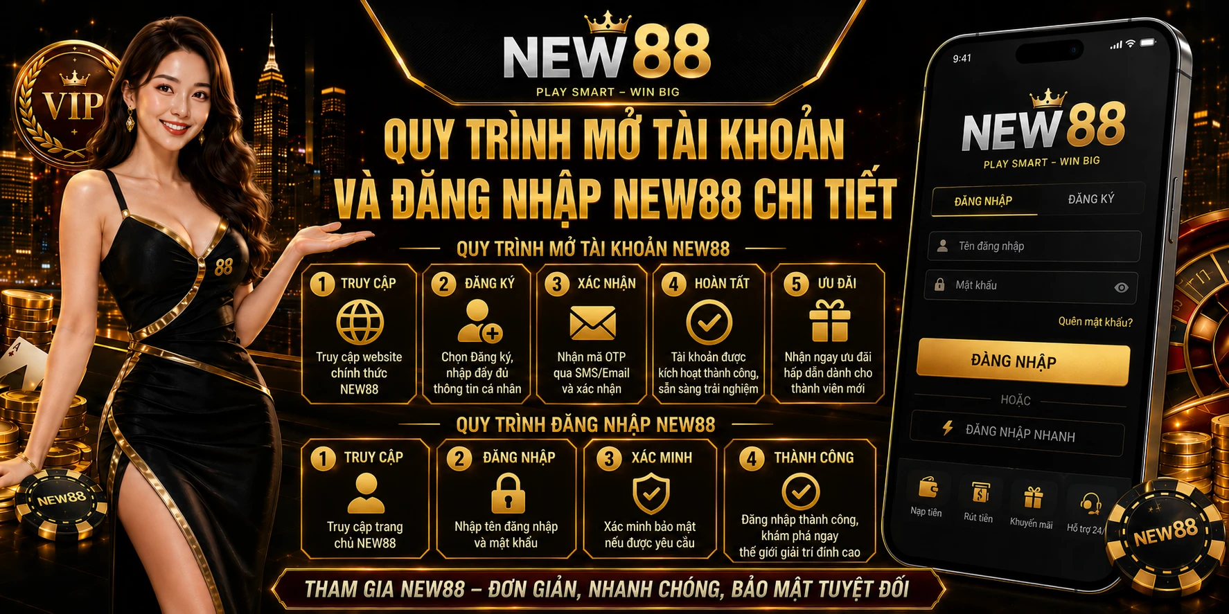 Quy trình mở tài khoản và đăng nhập NEW88 chi tiết 